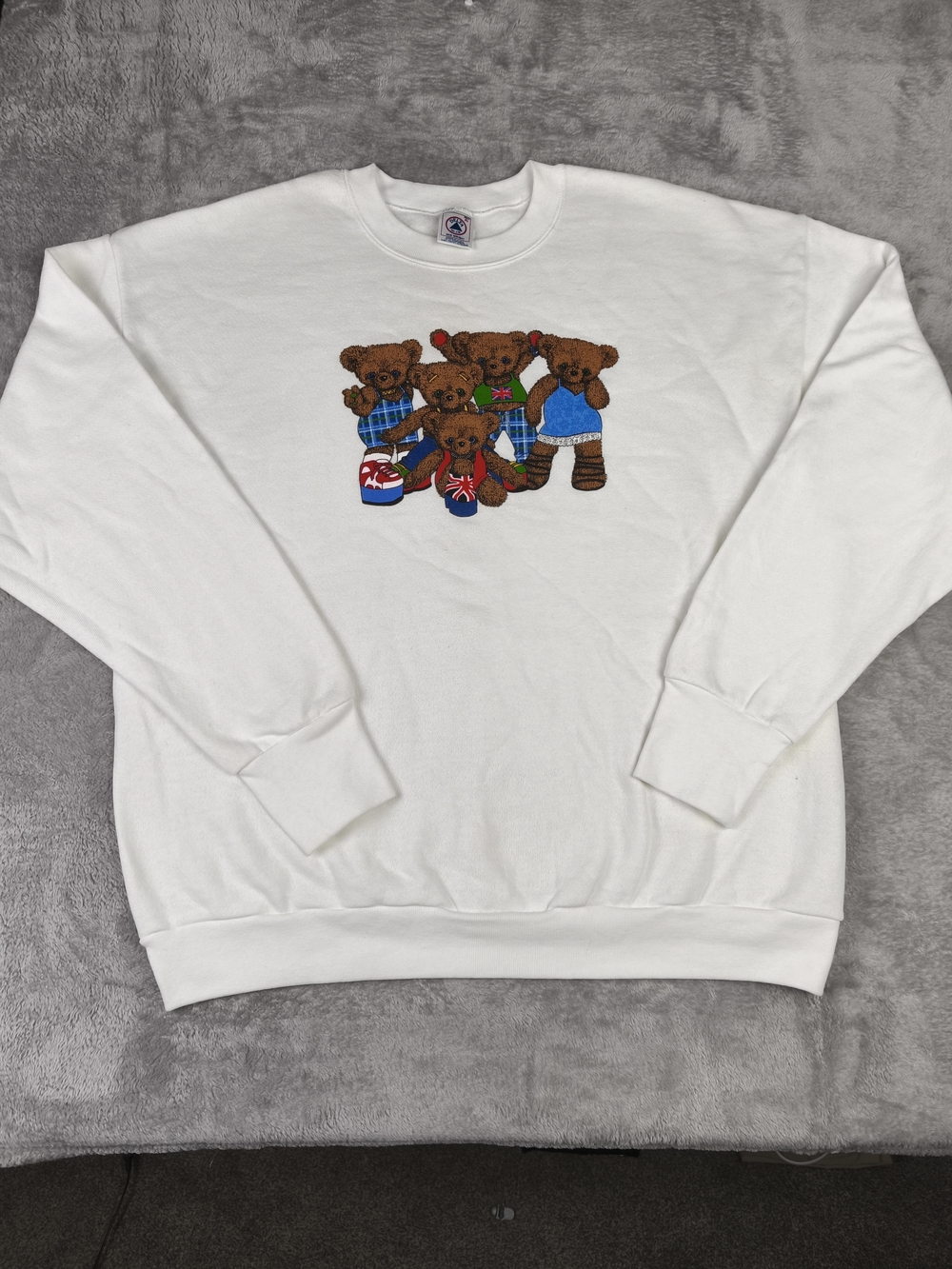 Vintage Teddy Bear Graphic Crewneck Sweatshirt Delta USA XL Cute Cozy